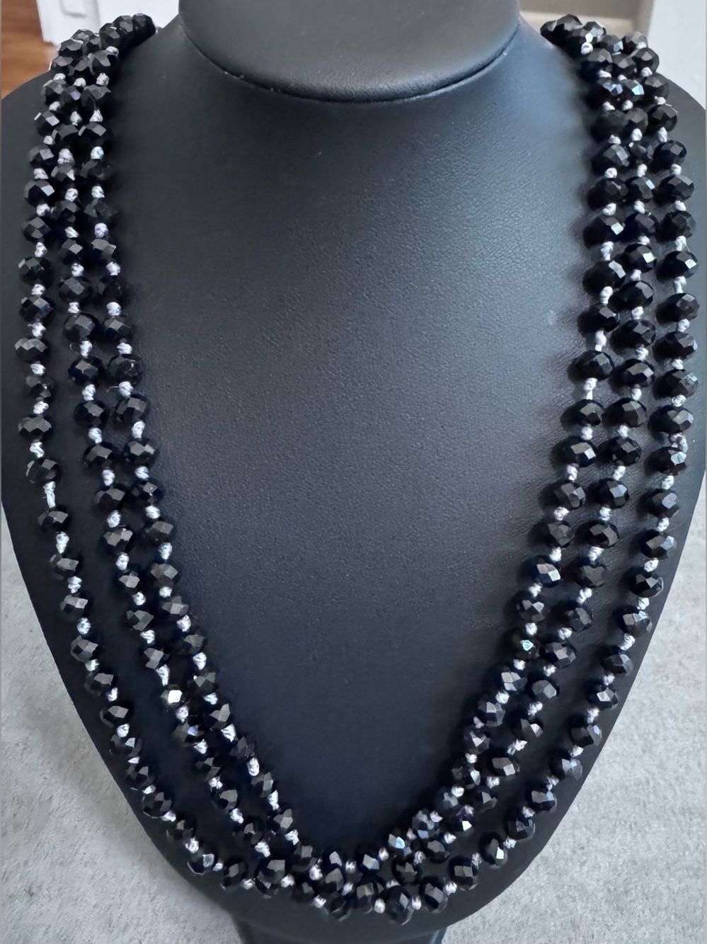 Natasha Couture Faceted Black Bead Necklace